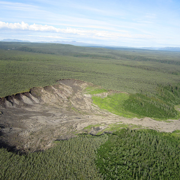 Permafrost slump in northern Canada.